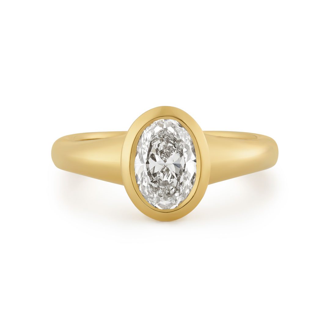 Alina 18ct Yellow Gold Oval Cut Diamond Solitaire Ring