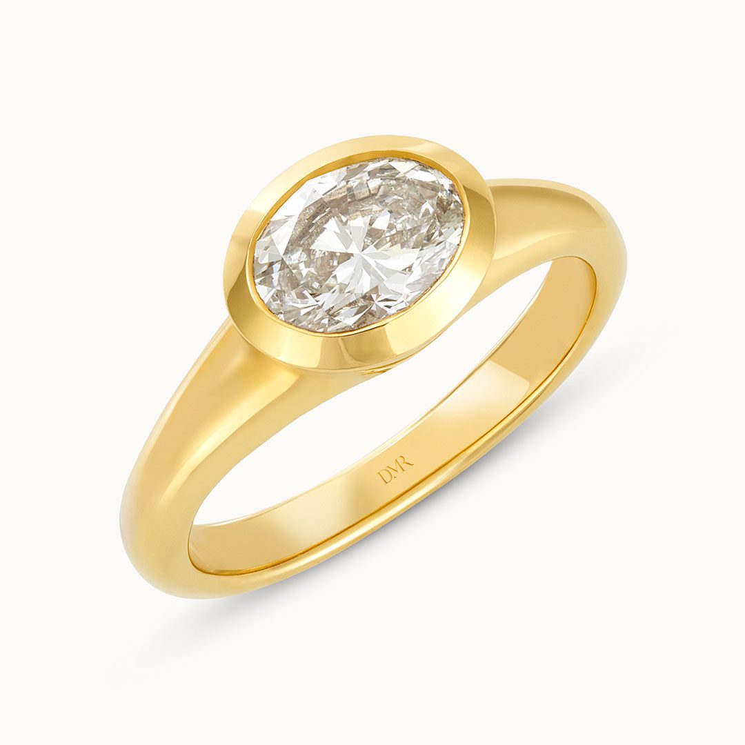 Alina 18ct Yellow Gold Oval Cut Diamond Solitaire Ring