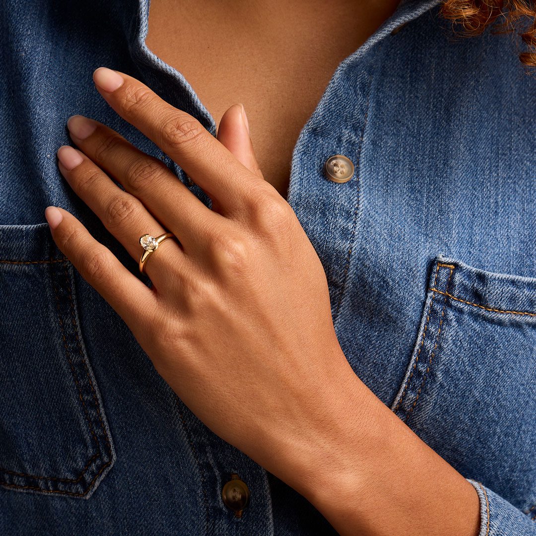 Alina 18ct Yellow Gold Oval Cut Diamond Solitaire Ring