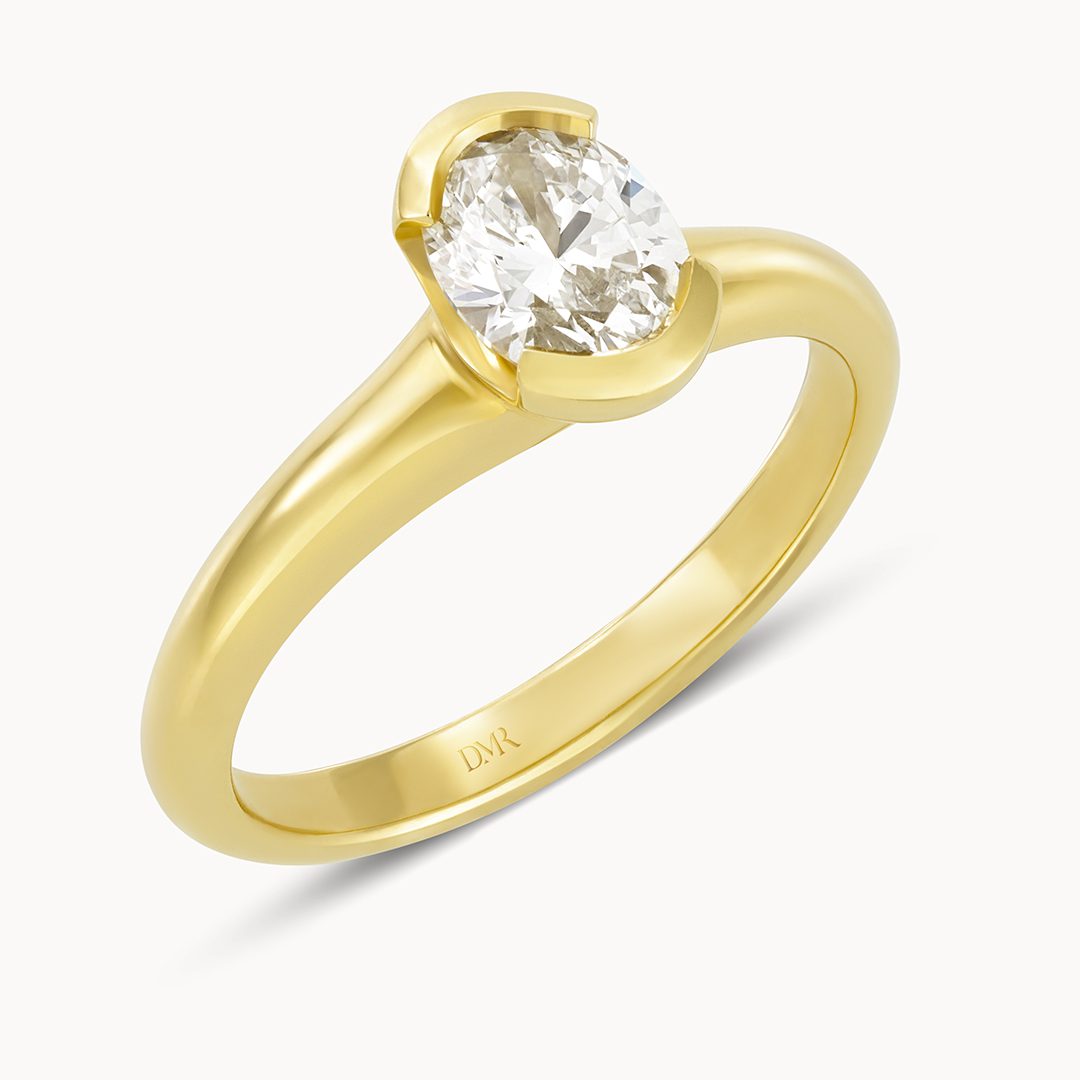 Alina 18ct Yellow Gold Oval Cut Diamond Solitaire Ring