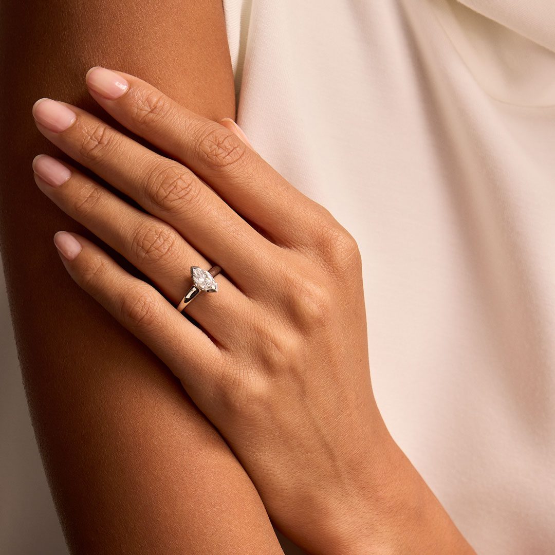 Alina Platinum Marquise Cut Diamond Solitaire Ring