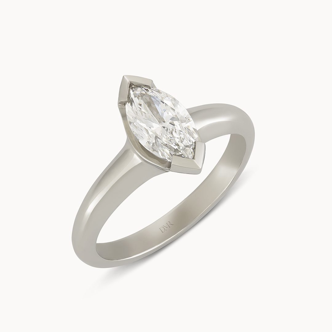 Alina Platinum Marquise Cut Diamond Solitaire Ring