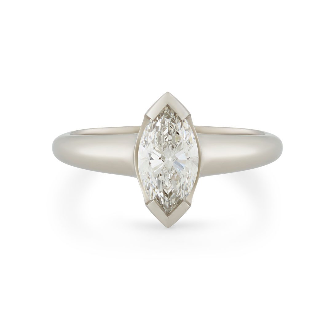 Alina Platinum Marquise Cut Diamond Solitaire Ring