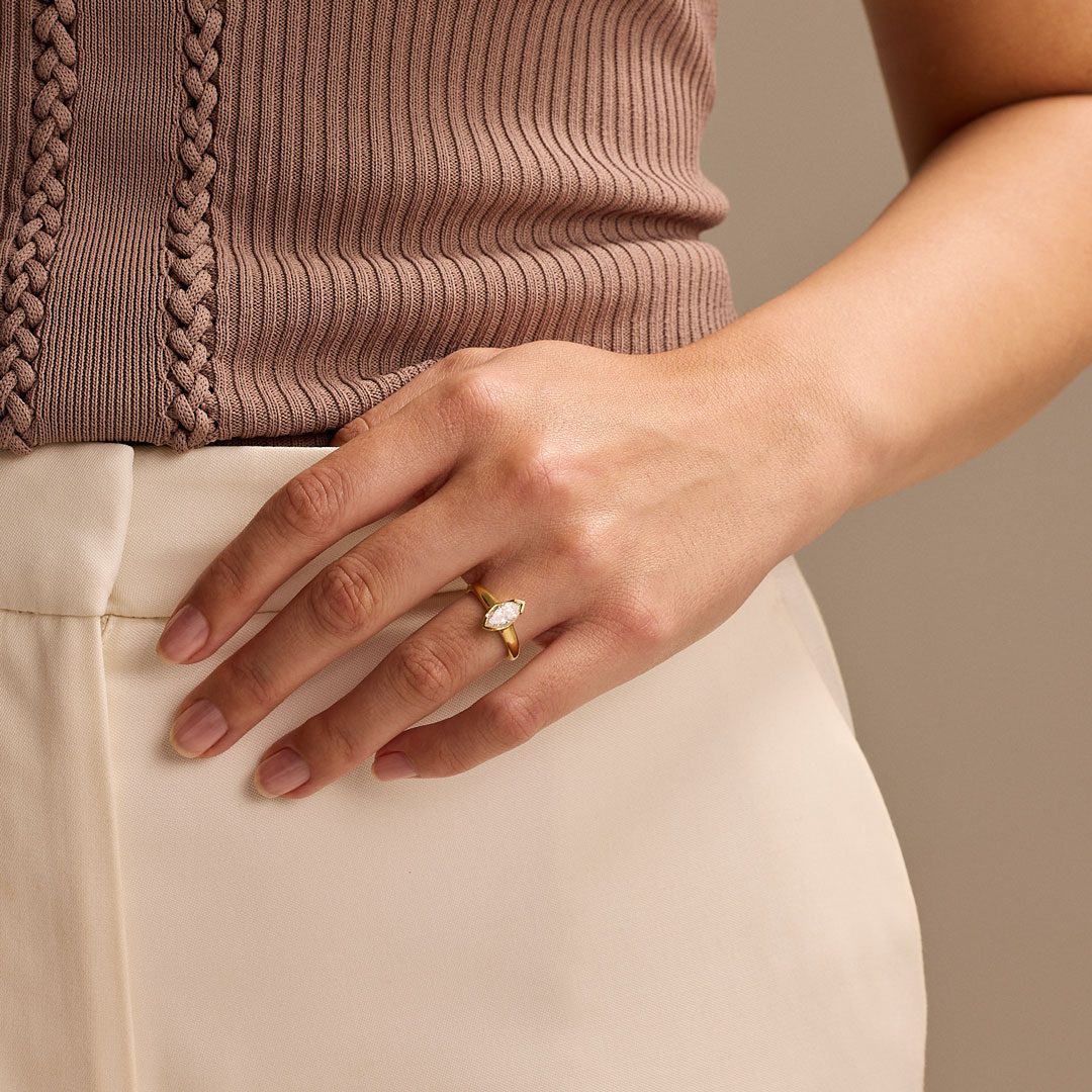 Alina 18ct Yellow Gold Marquise Cut Diamond Solitaire Ring