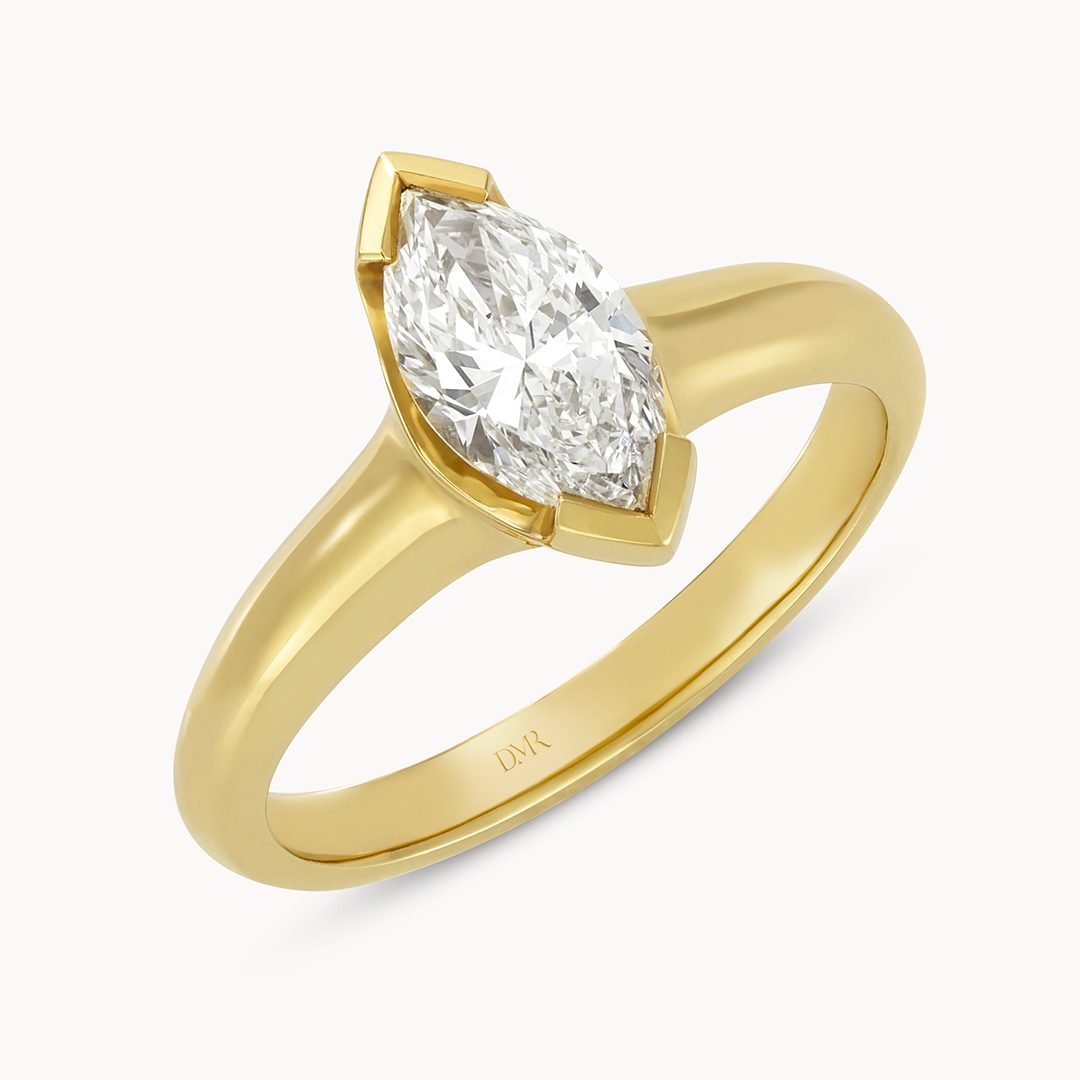 Alina 18ct Yellow Gold Marquise Cut Diamond Solitaire Ring