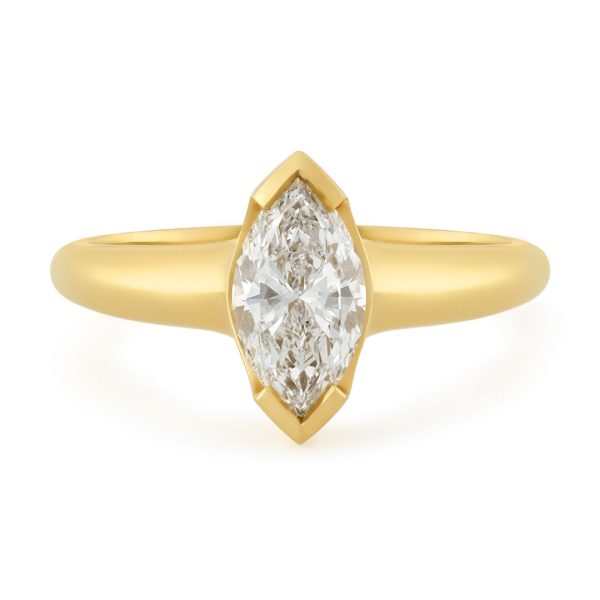 Alina 18ct Yellow Gold Marquise Cut Diamond Solitaire Ring