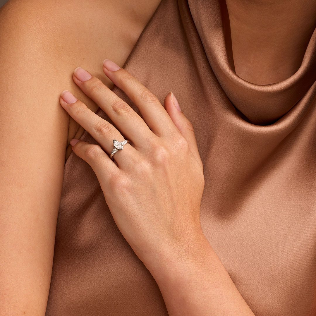 Alina Platinum Marquise Cut Diamond Solitaire Ring