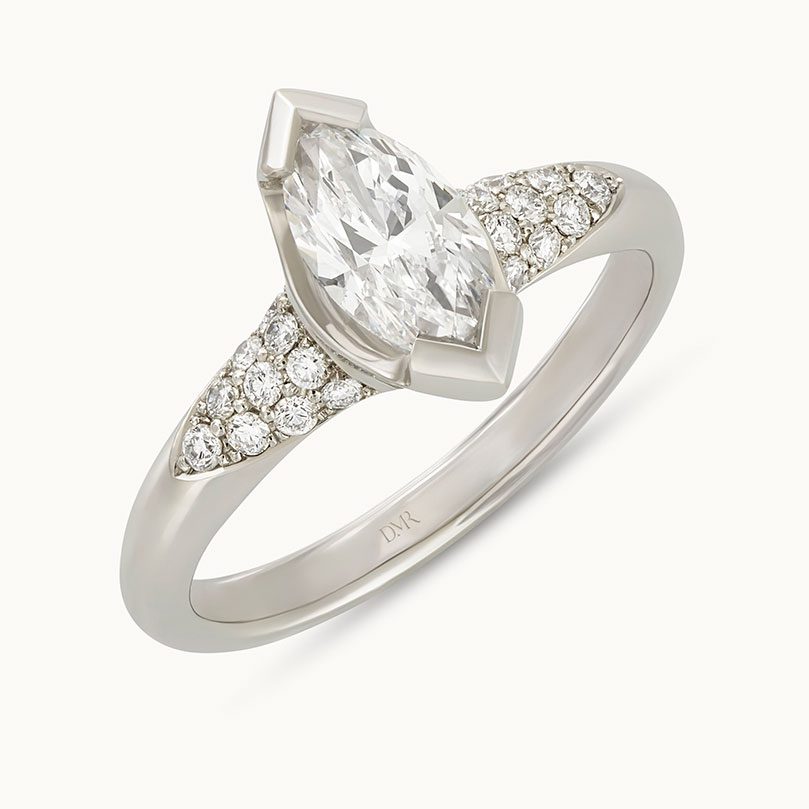Alina Platinum Marquise Cut Diamond Solitaire Ring