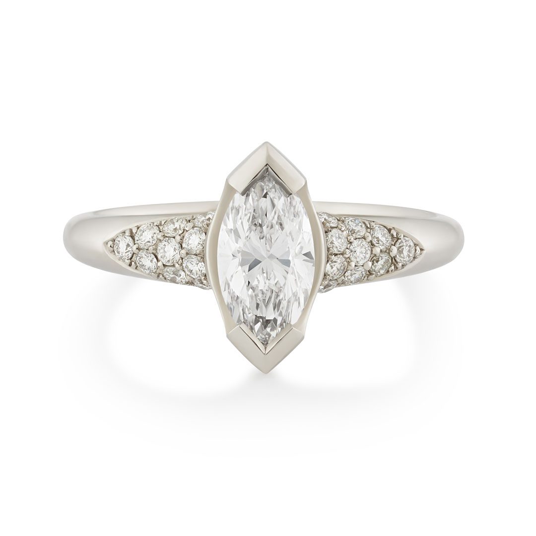 Alina Platinum Marquise Cut Diamond Solitaire Ring