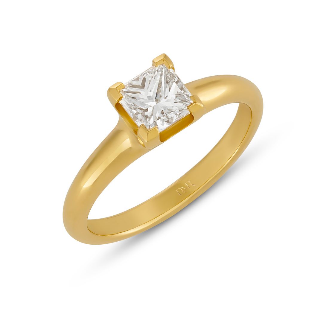 Alina 18ct Yellow Gold Princess Cut Diamond Solitaire Ring