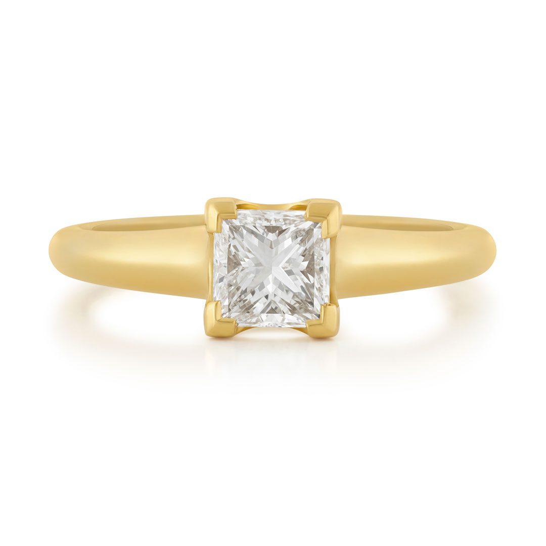 Alina 18ct Yellow Gold Princess Cut Diamond Solitaire Ring